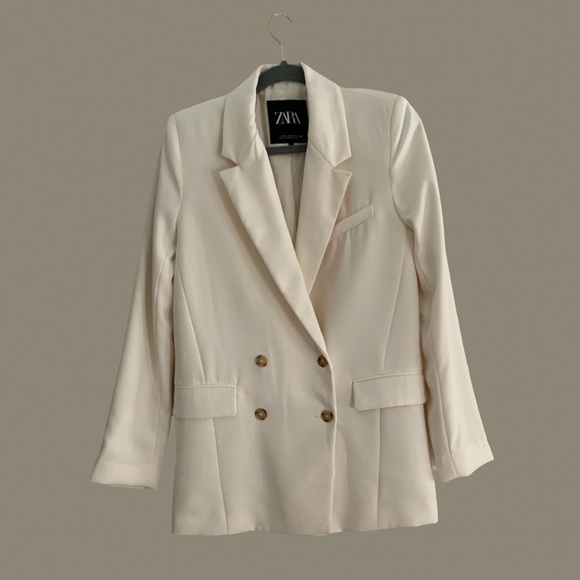 Zara Blazer Ivory Double Breasted - Picture 4 of 12